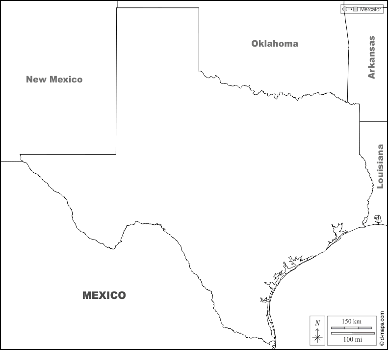 Map of Texas showing the South Texas corridor and Mexico border